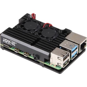 Joy-it Armor Case BLOCK ACTIVE SBC skriňa Vhodné pre: Raspberry Pi vrátane aktívneho chladiča čierna; rb-alucasep4+07fan