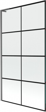 MEXEN/S - Next L vaňová zástena FIX 100 x 150, čierna vzor, grafit kartáčovaná 895-100-000-03-77-66