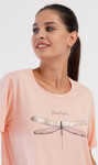 Dámske domáce šaty s krátkymi rukávmi Dragonfly světle lososová 2XL