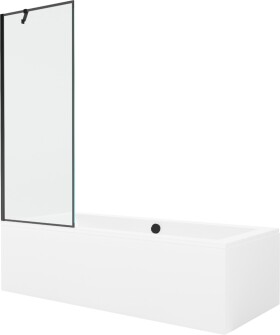 MEXEN/S - Cube obdĺžniková vaňa 170 x 80 cm s panelom + vaňová zástena 70, čierna vzor 550517080X9507007070