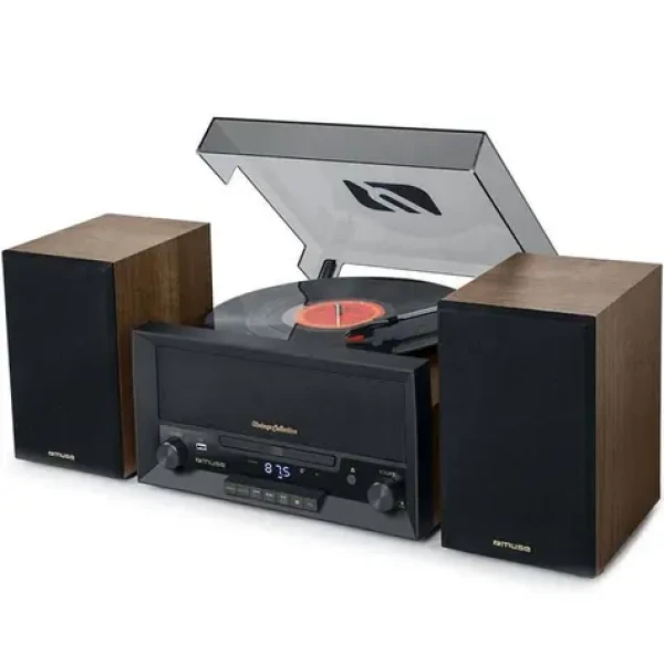 Muse MT-120 MB hnedá / Gramofón / 33 45 78 RPM / 40W / FM / PLL / Bluetooth / USB / RCA / AUX (MT-120MB)