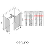 CERANO - Sprchová zástena Walk-in Onyx TL/P - 8 mm - hranatá vzpera - čierna matná, bronzové sklo - 90x60x200 CER-686968