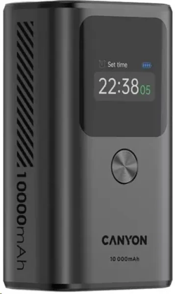 Canyon CNS-CPB130DG sivá / Powerbanka / 10000mAh / PD30W / TFT displej / 1x USB-A / 2x USB-C (CNS-CPB130DG)