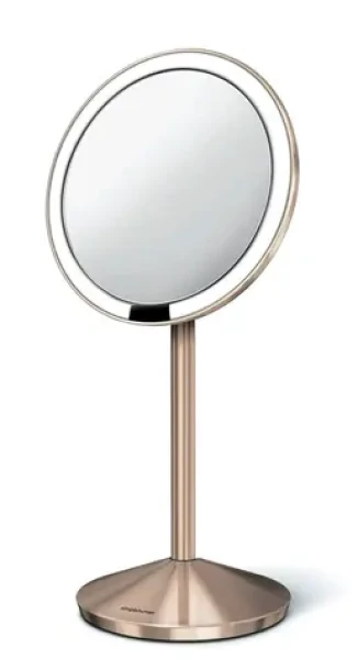 Simplehuman Kozmetické zrkadlo - Sensor Tru-lux LED osvetlenie / 10x zväčšenie / AKU ROSE GOLD (ST3010)