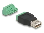 DeLock USB 2.0 Typ-A (M) - Terminal Block 5-pin / Adaptér / čierna, zelená / 5V / 2A (65973)