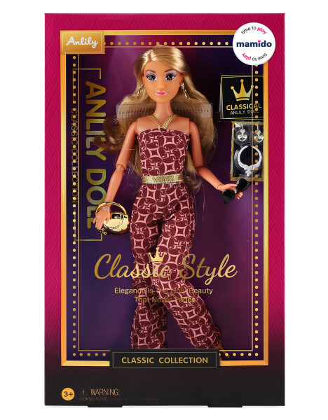 Mamido Mamido Bábika Anlily v overale 29 cm blond fialová