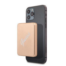 GUESS Vintage Magnetic Powerbank 3000mAh zlatá / bezdrôtového nabíjania 5W / USB-C (3666339000806)