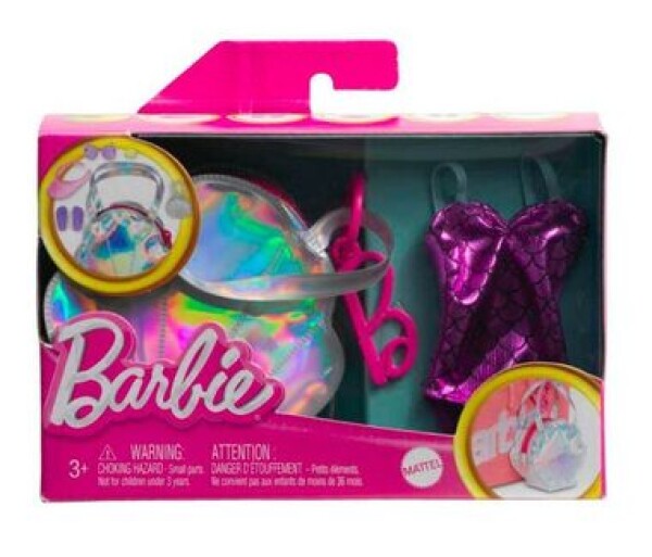 Mattel HJT42/HJT43 Barbie Fialové šaty s doplnkami