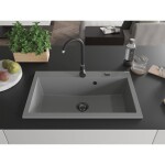 MEXEN/S MEXEN/S - Elix granitový drez 1-miska 800 x 500 mm, sivý, sifón čierna 6527801005-71-B