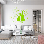 Veselá Stena Samolepka Mačička milujúca hudbu Farba: růžová, Veľkosť: 80 x 76 cm