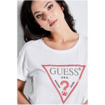 GUESS tričko Longline Logo Tee biele