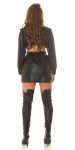 Sexy faux leather Highwaist Miniskirt with elastic waistband black Einheitsgroesse