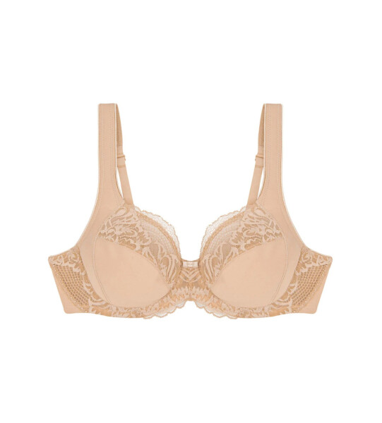 Dámska moderná čipkovaná+bavlnená podprsenka W02 - BROWN - svetlo béžová 00EP - TRIUMPH BROWN 95B