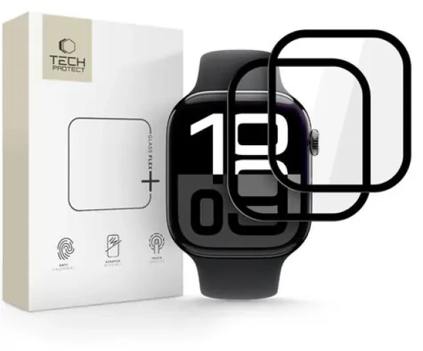 Tech-Protect Glass Flex+ čierna / Hybridné sklo / Apple Watch 10 (46 mm) / 2 ks
