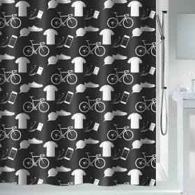 Spirella PATCHWORK urban čierna / Sprchový záves / 180 x 200 cm / polyester