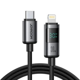 Joyroom S-A16 Pro Prism Series Nabíjací kábel s displejom USB-C (M) - Lightning (M) 30W 1.2m čierna (6956116721374)