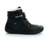 D.D.Step zimné kožené barefoot topánky black Čierna