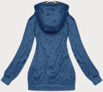 Svetlomodrá dámska mikina s kapucňou a hviezdičkovým vzorom (2305) odstíny modré M (38)