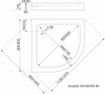 KERRA - Vanička sprchová štvrťkruh 80x80 R 55 (15 CM) 5907548117823