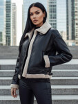 Dámska kožená bunda s ovčou kožušinou SHEREB black FashionStreet TY4756z XL