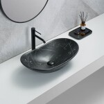 Umývadlo na dosku SAT Infinitio 61,5x36 cm čierny matný mramor, bez prepadu SATINF61536MRBKM SATINF61536MRBKM