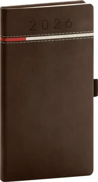NOTIQUE Vreckový diár Tomy 2026 hnedo-červený / 9 x 15.5 cm (PGD-KAPTO-6566)
