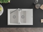 MEXEN/S MEXEN/S - Gaspar granitový drez 1.5 s odkvapkávačom vrátane batérie Flora, biela 6507-20-670401-06
