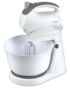 Adler AD 4202 / Ručný stolný šľahač / 300W / 5 rýchlostí / Turbo / šľahanie / hnetenie / misa 3 L / biela (AD4202)