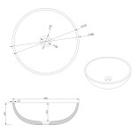 SAPHO - TURF betónové umývadlo na dosku vrátane výpuste, priemer 44cm, biely pieskovec AR437