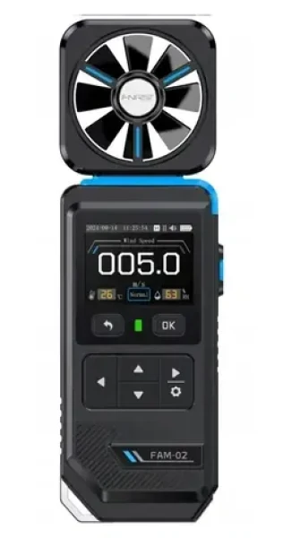 FNIRSI FAM-02 / Digitálny anemometer / Rýchlosť vetra / Teplota / Vlhkosť / Farebný displej (FAM-02)