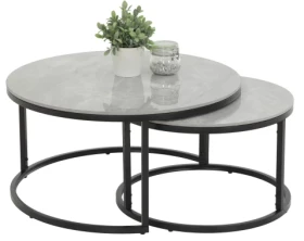 Súprava 2 okrúhlych stolíkov Luis, 80 cm/60 cm, šedá imitácia mramoru%