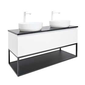 Kúpeľňová skrinka s krycou doskou SAT B-Way 119x30x45 cm biela lesk BWAY120WTKUBF BWAY120WTKUBF