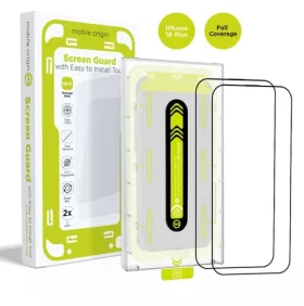 Mobile Origin Screen Guard ochranné sklo pre Apple iPhone 16 PLUS s aplikátorom čierna / 2 ks (SGA-F-i16Plus-2pk)