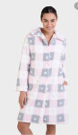 Dámsky župan na gombíky L726207 pink-grey-white - Massana XL
