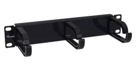 Equip 10" čierna / Vyväzovací panel / 1U / 3x plastová úchytka (327341)