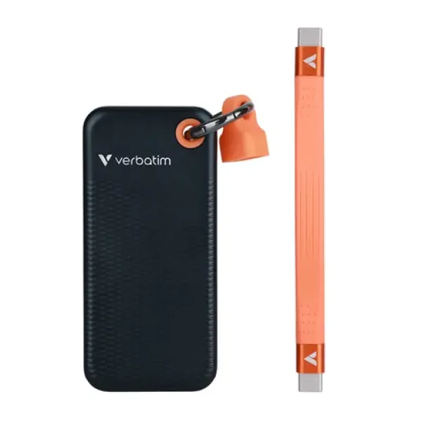 Verbatim Pocket SSD Externý disk 1TB čierno-oranžová / USB-C 3.2 Gen 2 / R: 1000MBs / W: 1000MBs (32193)