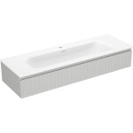 MEXEN/S - Rivel kúpeľňová skrinka 140 cm s umývadlom Vela, 1 šuplík, reliéf, šedá mat/biela mat 91A20-14023-1-BF62-W23M01
