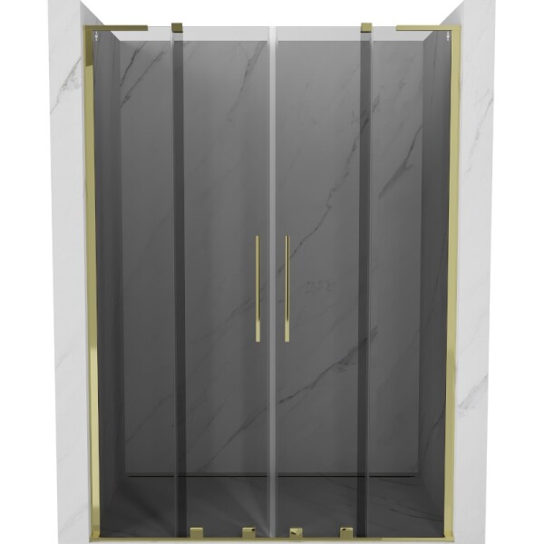 MEXEN/S - Velar L Duo posuvné sprchové dvere 160, grafit, zlatá 871-160-003-42-50