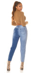 Sexy Highwaist Bi-Color Mom Jeans Used Look denimblue