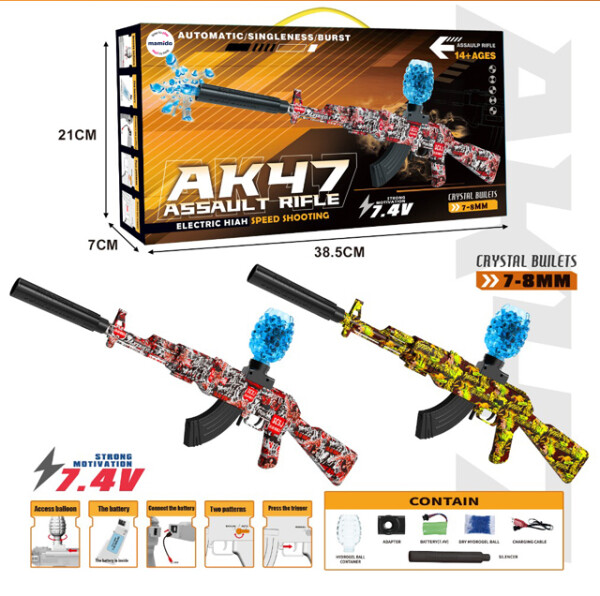 Mamido Mamido Detská automatická pištoľ AK47 na gélové guľôčky s batériou 7,4V červená