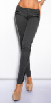 Sexy KouCla treggings with leather look applicatio darkgrey S