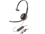 Poly Blackwire 3210 čierna / Náhlavná súprava / mikrofón / jedno slúchadlo / USB-C/A (8X214A6)