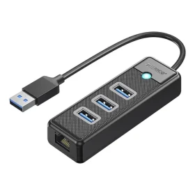 Orico PW3UR25-U3 čierna / USB hub / 3x USB-A 3.0 / RJ45 2.5G Ethernet / kábel 1 m