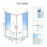 REA/S - Sprchovací kút City 80x80 Gold Brush So sprchovou bielou vaničkou Savoy KPL-K6444