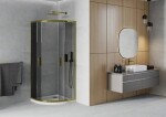 MEXEN/S - Rio sprchovací kút štvrťkruh 90x90, grafit, zlatá + biela vanička so sifónom 863-090-090-50-40-4110G