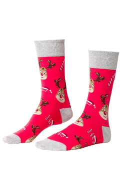 Dámske vzorované vianočné ponožky 078 RED/REINDEERS 38-40