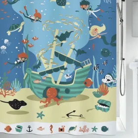 Spirella PIRATES sprchový záves motív piráti/polyester/180 x 200 cm