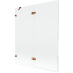 MEXEN/S - Lunar vaňová zástena 2-krídlová ľavá 140 x 150, transparent, ružové zlato 897-140-100-60-00-L