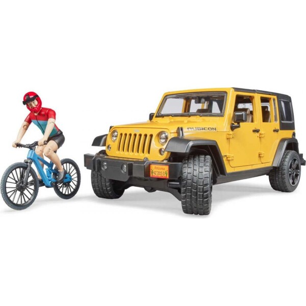 Bruder 02543 Jeep Wrangler s cyklistom a horským bicyklom