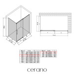 CERANO - Sprchovací kút Lantono - pravá - 8 mm - Soft-Close - chróm, mliečne sklo - 120x70 - posuvný CER-665548